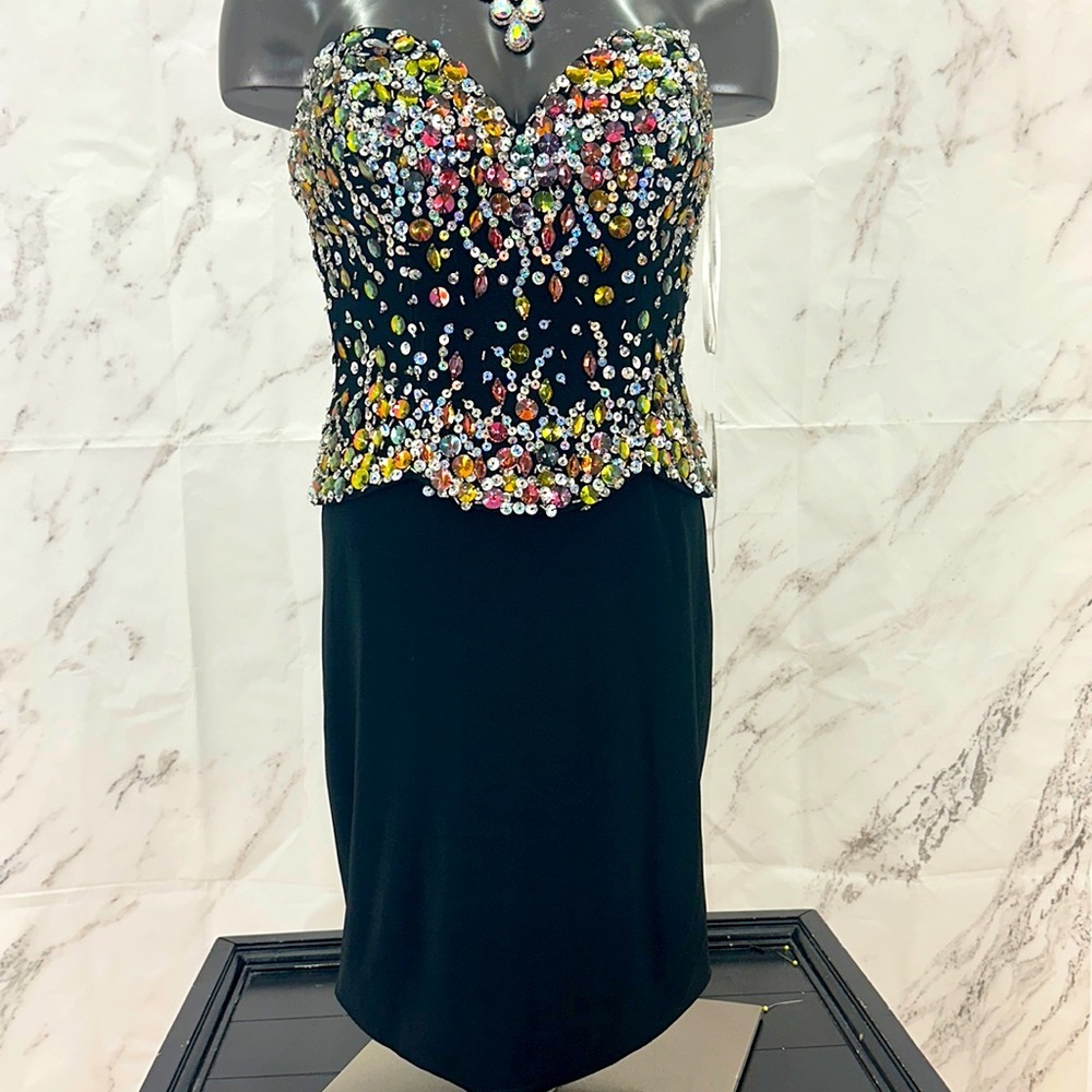 Hannah S Black Bling Cocktail‎ Dress women’s size 8